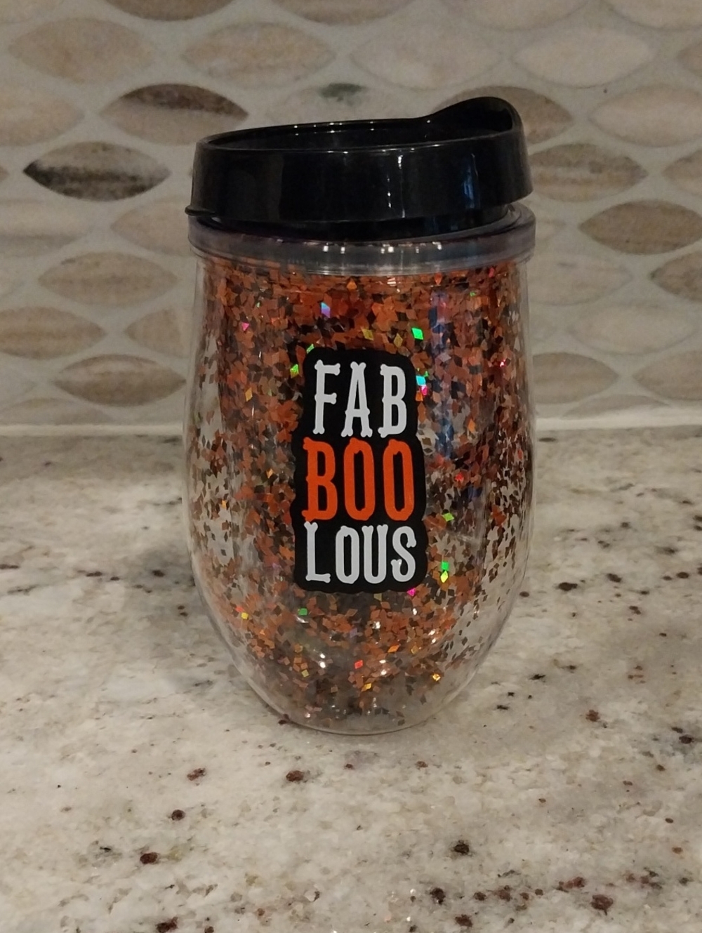 FAB-BOO-LOUS Halloween Glitter Tumbler - Orange and Black